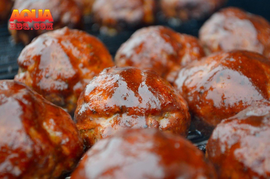 Smoke the meatballs until they reach 140 internal temp and then apply your favorite bbq sauce. Continue cooking until they hit 165 degrees internal. A Thermapen is perfect tool here.