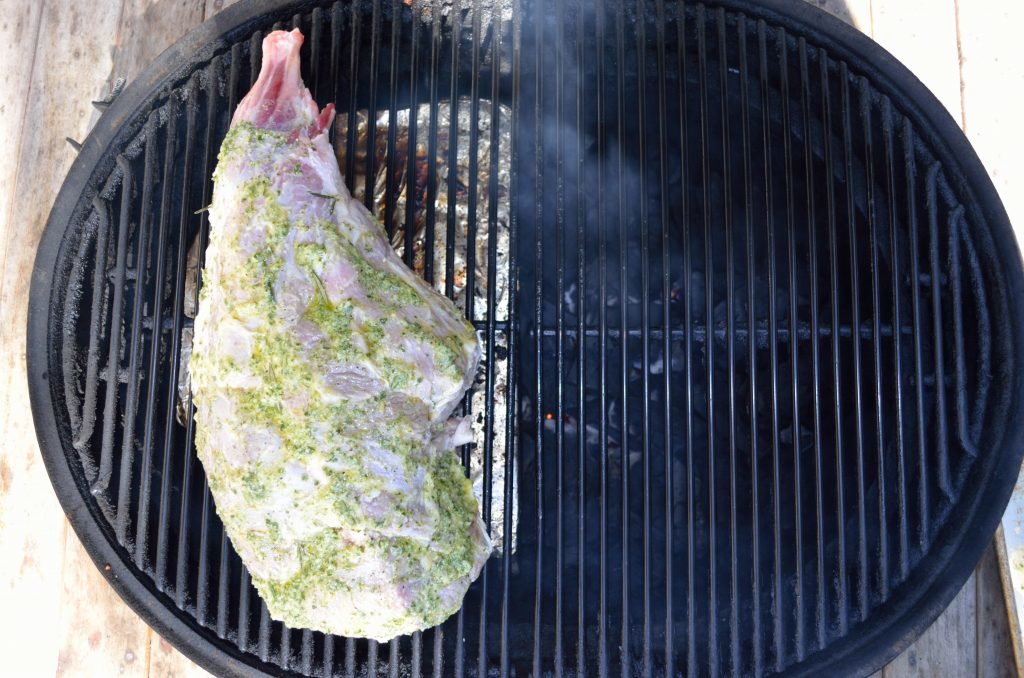 Grill the Lamb on the indirect side until the internal temp is 120 to 125.   This will likely take 1 hr to 1 1/2 hrs.