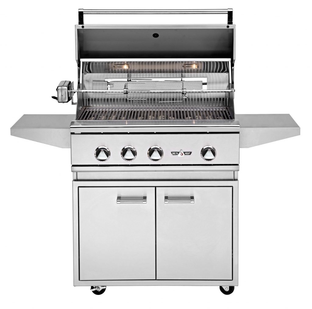 Here is the 32" Delta Heat Grill installed on the 32" Grill Base.  This gas grill was ranked number one in its price range by about.com