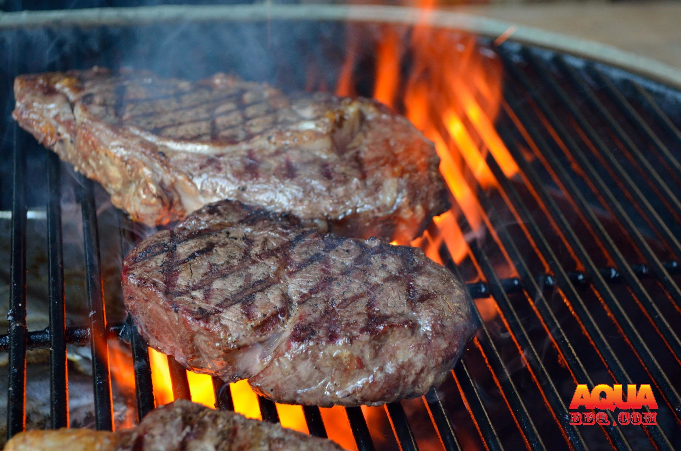 searing steak on grill
