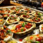 Christmas Oysters with green and red fillings