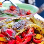 Grilled Peppers and onions with a Balsamic Vinaigrette dressing